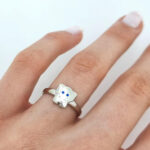 Ženski prstan ELFFIE, zlati prstani, zaročni prstani, poročni prstani. Zlatarna BB - Branimir Boršič. Slovensko poreklo. Belo, rumeno zlato.