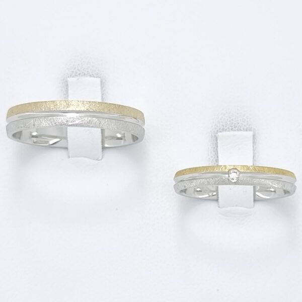 Poročna prstana TOGETHER, zlati prstani, zaročni prstani, poročni prstani. Zlatarna BB - Branimir Boršič. Slovensko poreklo. Belo, rumeno zlato.