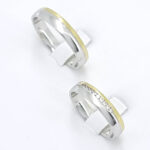 Poročna prstana CELEBRATION, zlati prstani, zaročni prstani, poročni prstani. Zlatarna BB - Branimir Boršič. Slovensko poreklo. Belo, rumeno zlato.